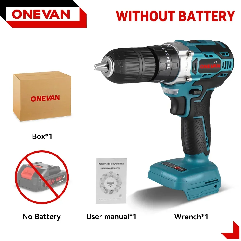

ONEVAN Бесщеточная ударная дрель 25 передач 450 Нм