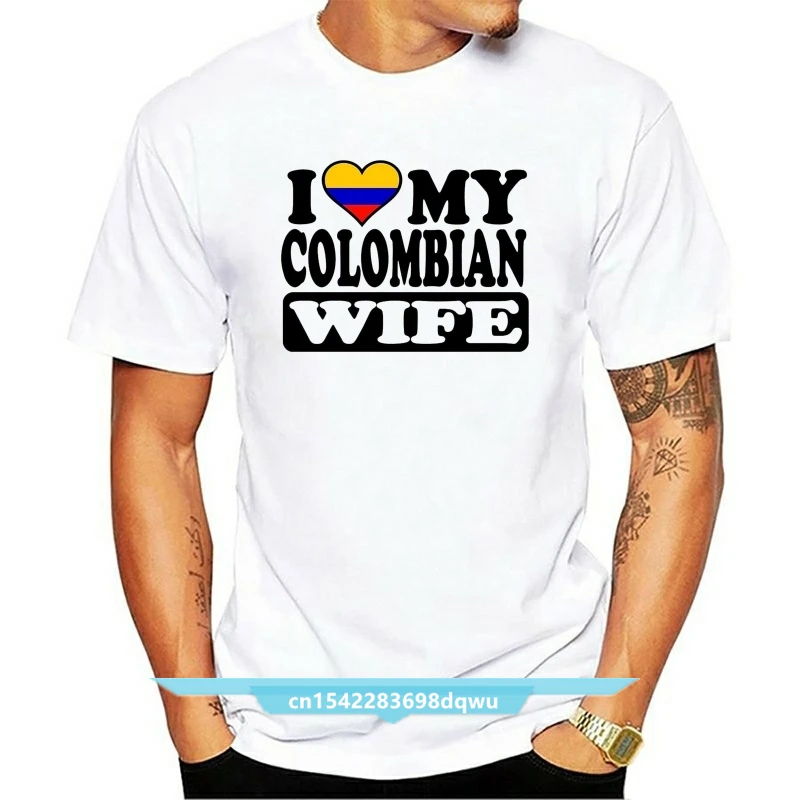 

Beat Tees Clothing Mens Funny Novelty Colombian Wife Joke Colombia Flag Cool Wedding Slogan Gifts T-shirts Black Style