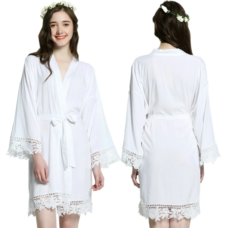 Wedding Bridal Robes Rayon Cotton Robes Mariage Bridesmaid Robe Wedding Sister Bride Lace Robes Women Bridal Mint Night Dress