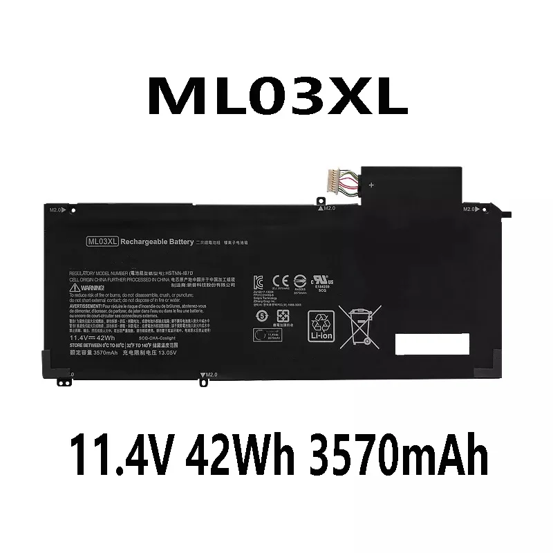 Аккумулятор ML03XL для ноутбука HP Spectre x2 12-A001DX 11 4-3570 мАч 814060 в 42 Вт/ч