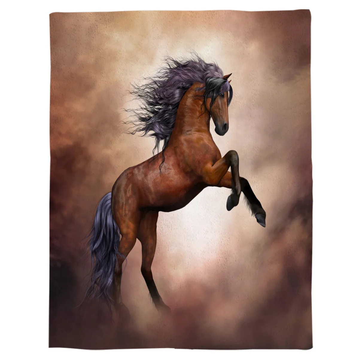 Коричневое теплое одеяло с фигурной лошадью офисный диван-кровать покрывало