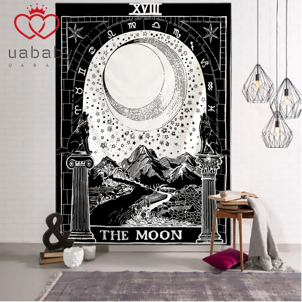 

Psychedelic Tarot Card Tapestry Wall Hanging Astrology Divination Witchcraft Room Decor Bedspread Cover Sun Moon Wall Decor