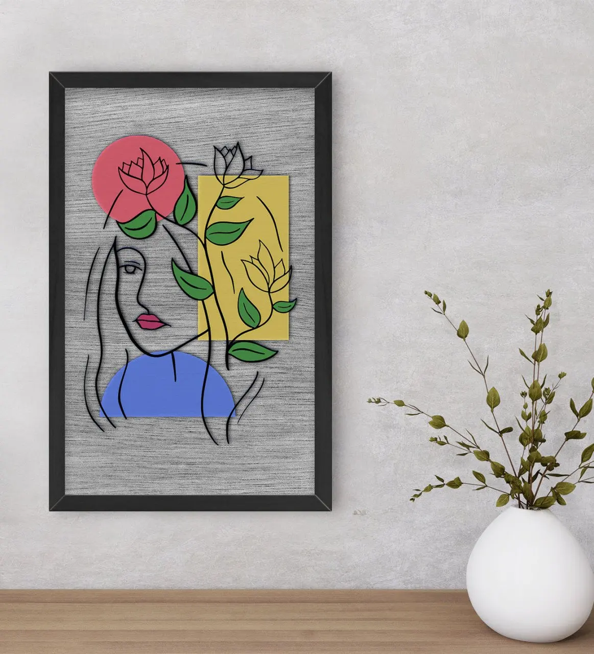 

BK; Домашние женские линия отделочная древесина в черной оправе Tablo-4