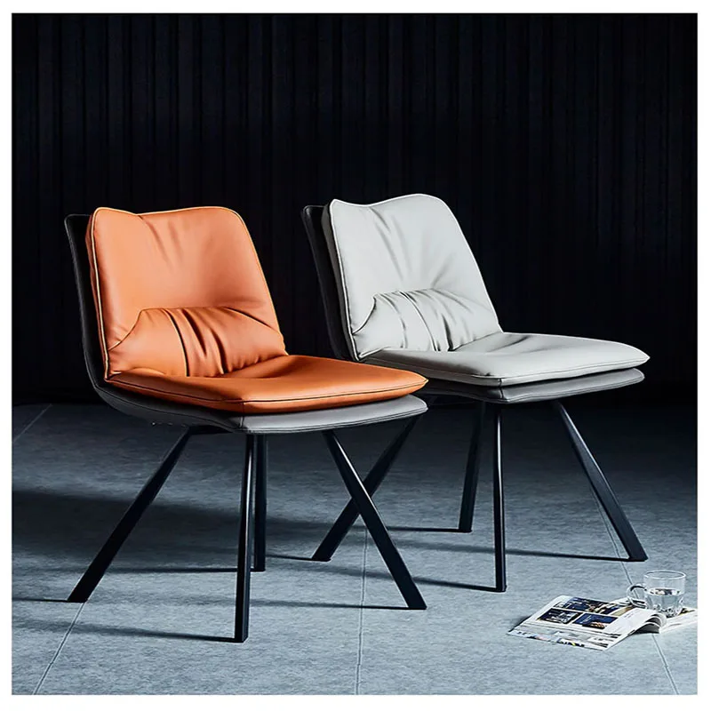 

Nordic Luxury Double-layer Fabric Dining Chair Modern Simple Dining Back Chair Carbon Steel Leg Chaises Salon Home Furniture FGM