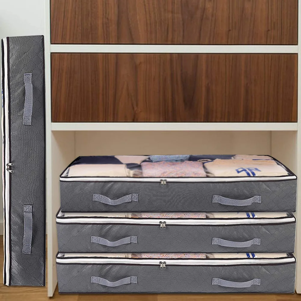 

Underbed Storage Bags 100x50x15cm 3/5 Pieces Bedrooms Dormitories Foldable Large Capacity Multifunction Organizer