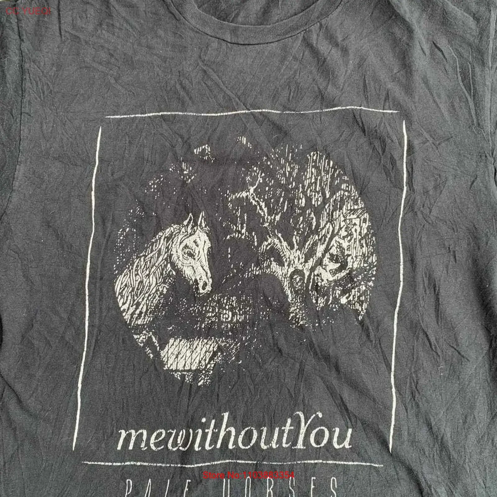 Фото Футболка Mewithoutyou Pale Horses For Fan, размеры S-5XL, S287, винтажная, с эффектом потертости, универсальная, унисекс, дизайнерская одежда, стритвир, эластичная. №1
