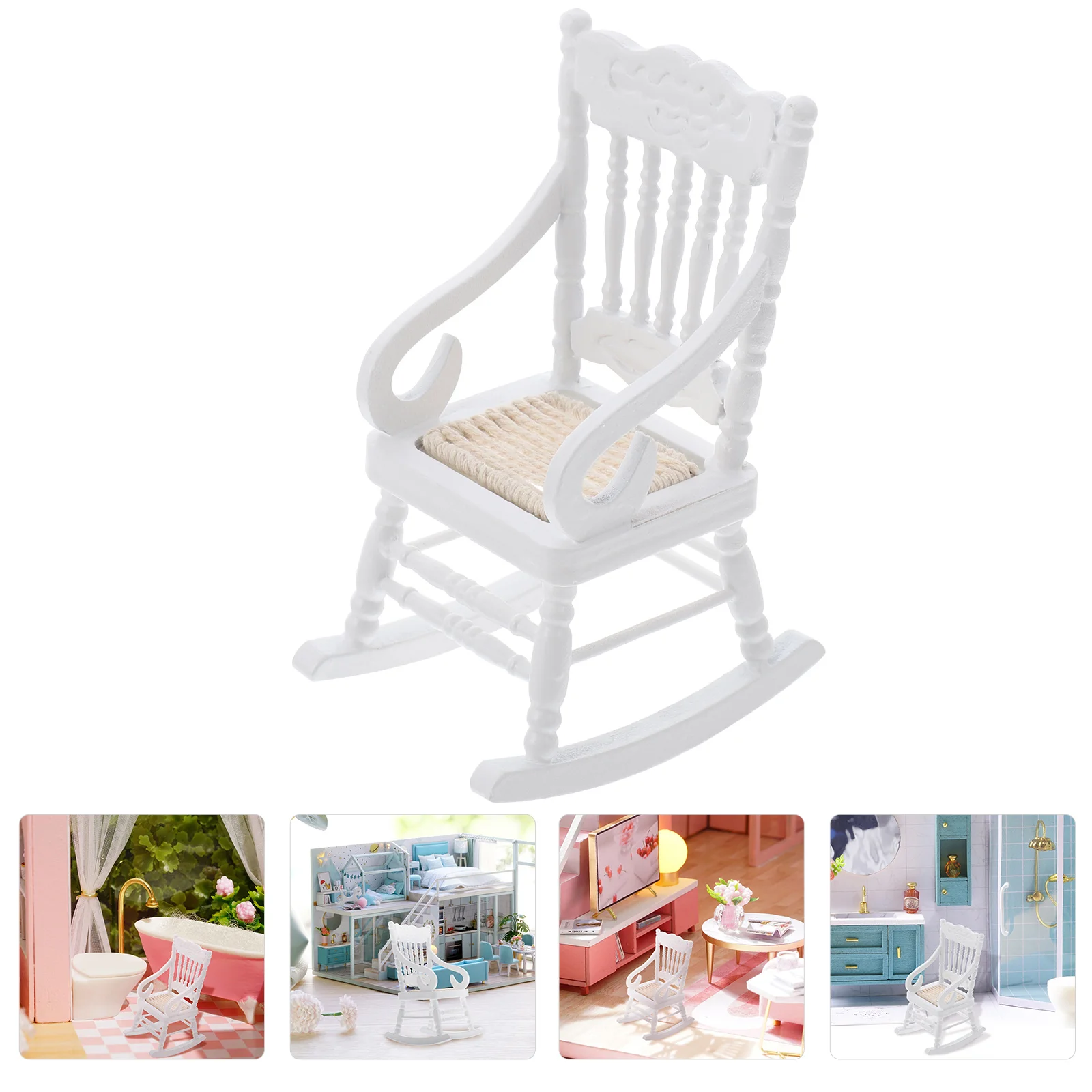 

Chair Minirocking Chairs Furniture House Model Miniature Wooden Toyfor Crafts Accessories Diy Toys Tiny Scene Ornament 12 Scale
