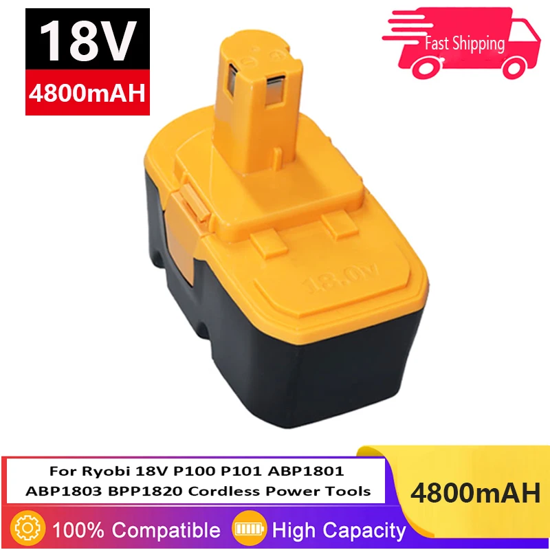 

P100 4800mAh 18V Replacement Battery Compatible with Ryobi 18V P100 P101 ABP1801 ABP1803 BPP1820 Cordless Power Tools