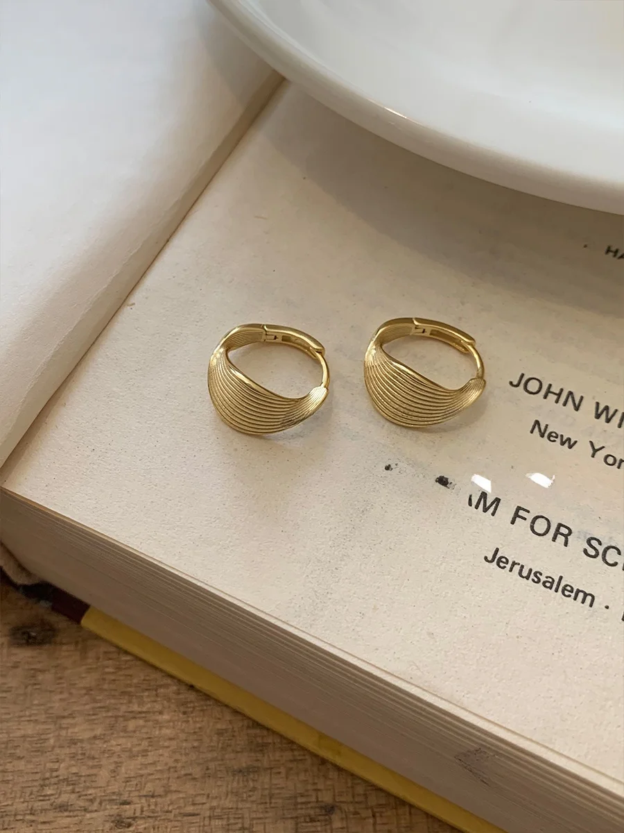 Крученые геометрические серьги из стерлингового серебра 925 круглые с обратной