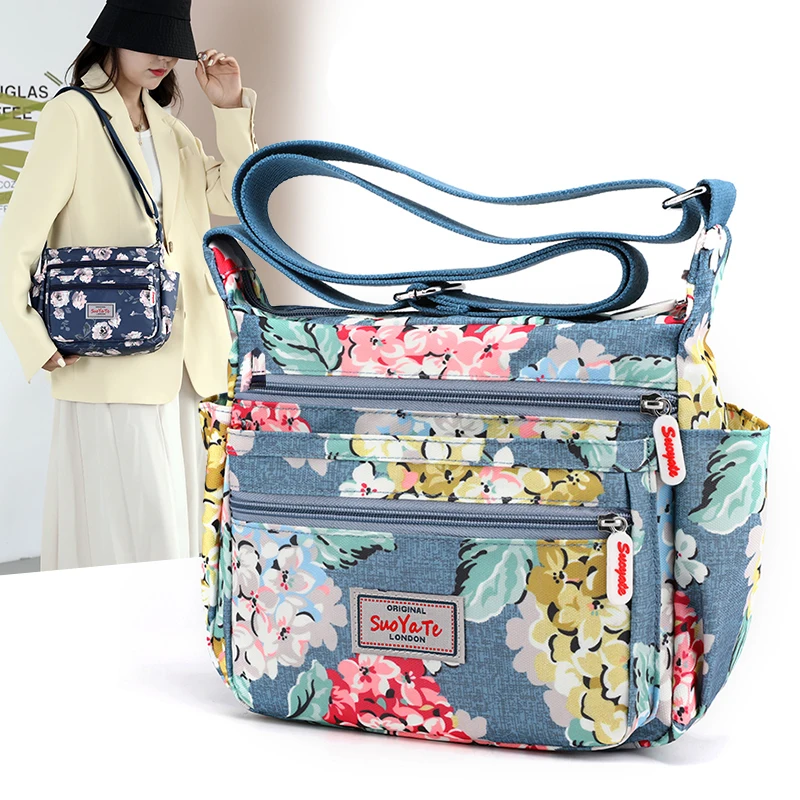 

Printed Flower Women Crossbody Bag Female Shoulder bags Nylon Messenger Bags Ladies Handbags