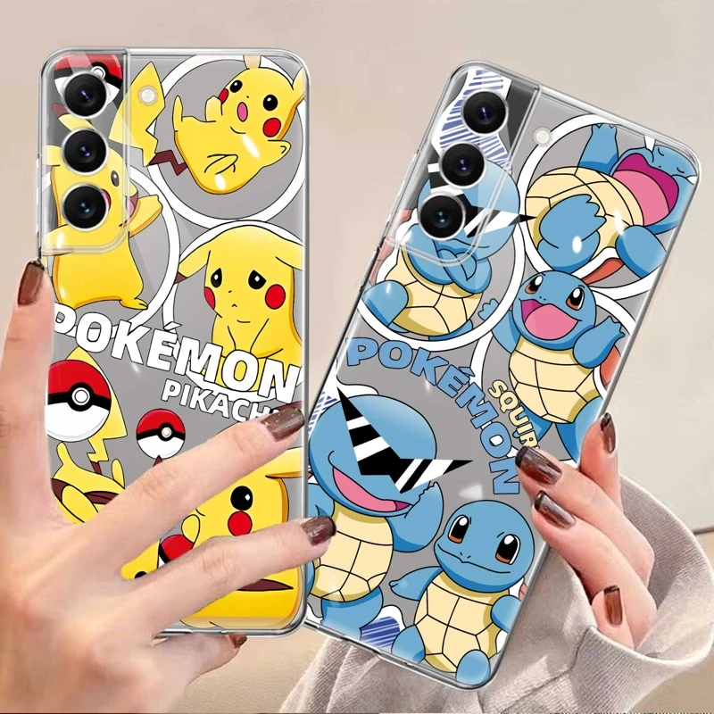 

Silicone For Samsung S23 S22 Ultra 5G S20 FE S21 Plus S22Ultra S23Ultra S20FE S21FE Cover Case Pokemon Pikachu Squirtle Anime