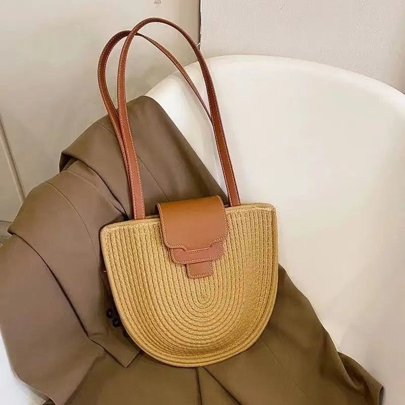 Женская Повседневная Хлопковая сумка с верхней ручкой модная полукруглая