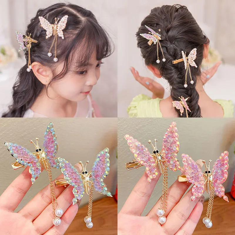 

1 Pc New Cute Moving Butterfly Hairpin Girls Tassel Barrettes Hair Accessories Shaking Move Wing Top Clip Bangs Clip Jewelry