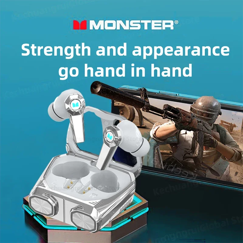 Monster XKT32 Беспроводные Bluetooth 5.4 Наушники TWS Игровые наушники Капсулы LED RGB Перекрытый