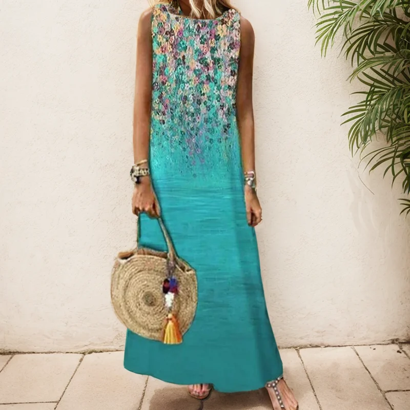 Женское платье без рукавов с принтом