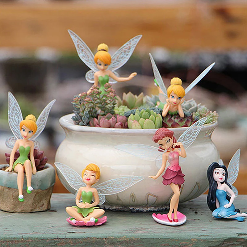 

6Pcs Flower Fairy Pixie Fly Wing Miniatures Girl Figurines Figurines Fairy Accessories Dollhouse Ornament Garden Decoration
