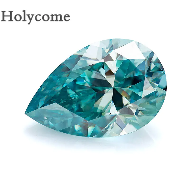 Holycome Муассанит Груша Форма Аква Синий Цвет Высочайшее Качество Оптовая Продажа