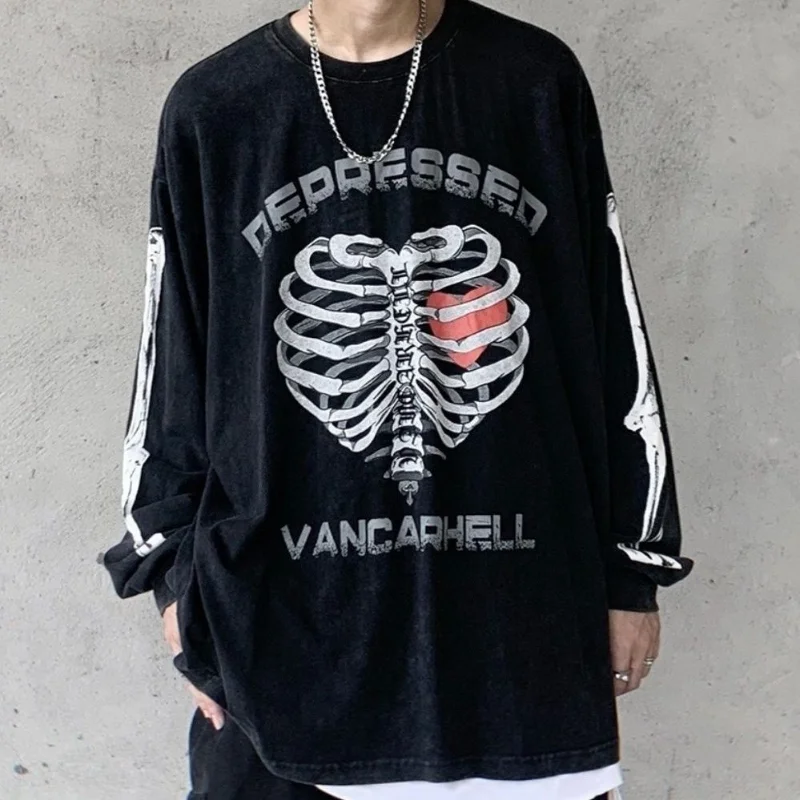 

Мужская/женская рубашка оверсайз с принтом в виде черепа