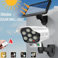 solar street light 77 led 3 modes monitoring fake camera body induction wall lamp ip66 waterproof motion sensor garden lighting
