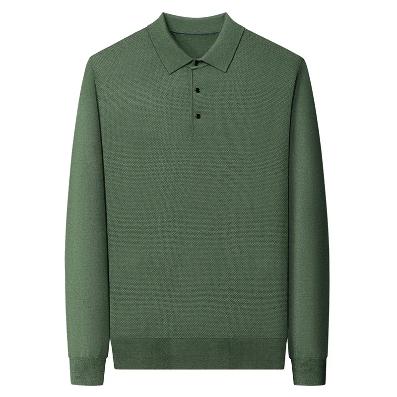 Новое поступление мужские поло из шелковой шерсти осень 2024 повседневные вязаные