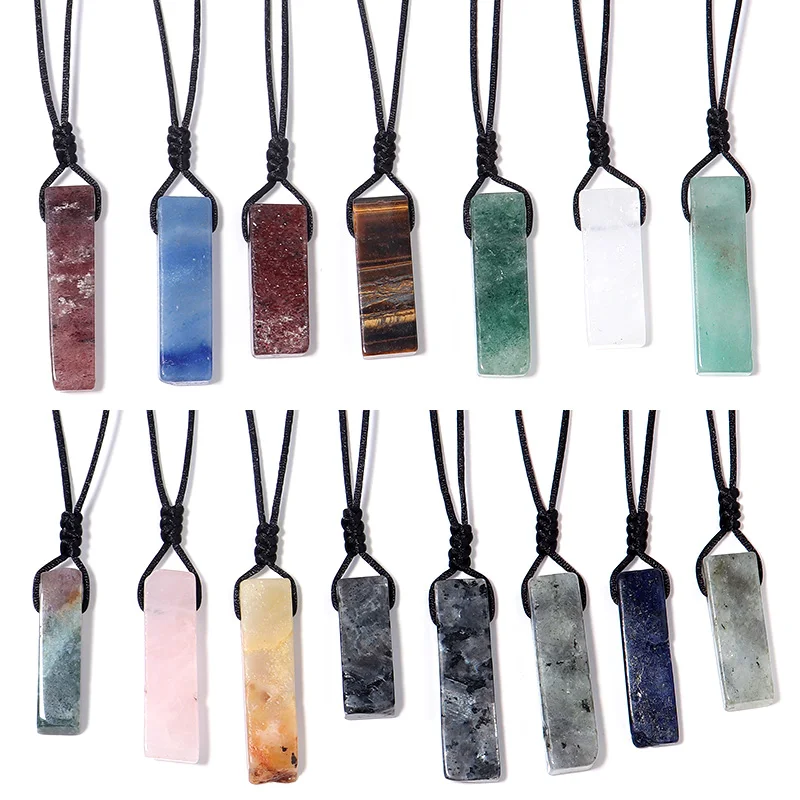 

Irregular Natural Stone Pendant Necklace Healing Crystals Necklaces Pink Quartz Labradorite Tiger Eye Slice Pendant Necklace