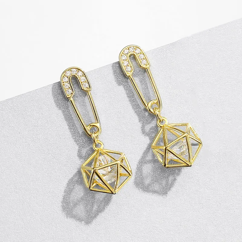 

Летние серьги из серебра 925 пробы с геометрическим трехмерным полигональным шариком