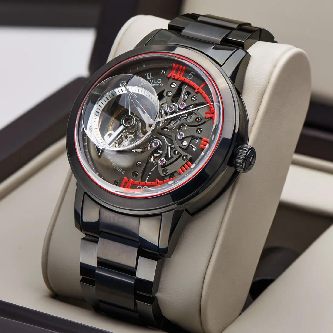 

OBLVLO Luxury Retro Men Skeleton Automatic Watch Mechanical Stainless Steel Strap Mineral Crystal Glass Waterproof Clock VM