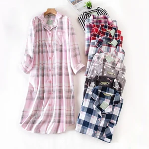 Женская зимняя теплая длинная ночная рубашка с начесом