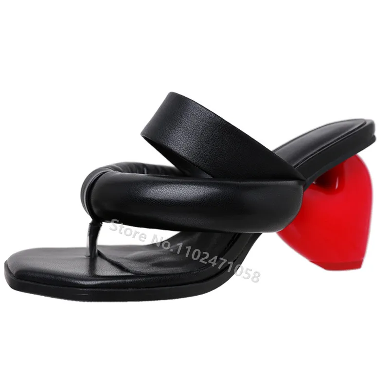 

Genuine Leather Love Heart Hight Heels Slippers Fashion Peep Toe Height Increased Women Outside Sandals Ladies Beach Pub Shoes