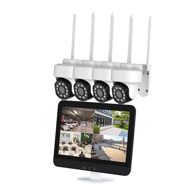 

12.5 Inch LCD Monitor Nvr Kit Outdoor 4CH 3MP Wireless Cctv Camera System