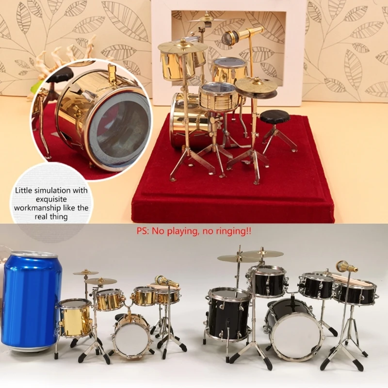 

Miniature Drum Set Mini Musical Instrument Model Action Figures Accessory Dollhouse Home Display Ornaments