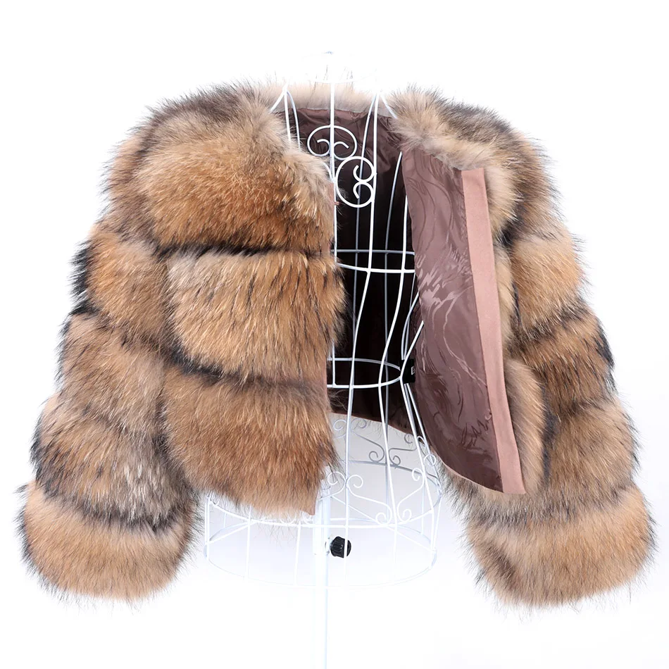 Maomaokong Real Fox Fur Coat Winter 100% Natural Raccoon Fur Jacket Female Thick Warm Leather Fur Overcoat High Quality Fur Vest