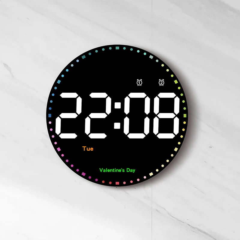 

Digital Electronic Clock Remote Control Temp Date Calendar Round LED Wall Clock for Bedroom Home Decor Smart Dual Alarm Clocks