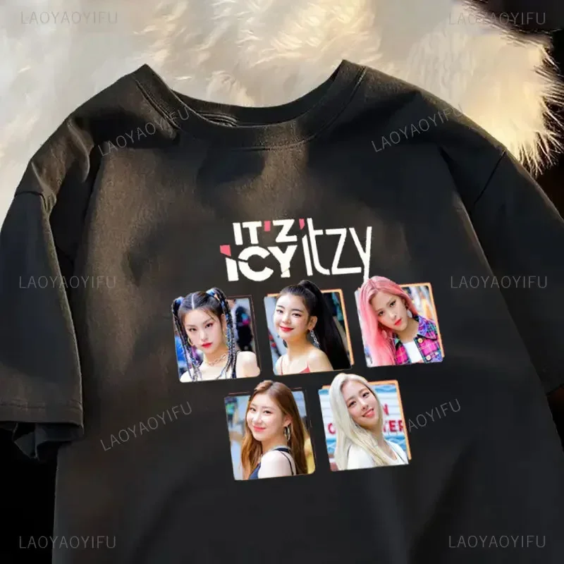 Футболка ITZY Itzy Cheshire Album хлопковая футболка Kpop Fashion Street Y2K популярная для женщин и