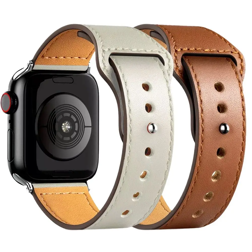 

Кожаный ремешок для Apple Watch band, высококачественный мужской женский ремешок серии 1234567 SE 44 мм 40 мм, часы для iWatch 42 мм 38 мм, браслет