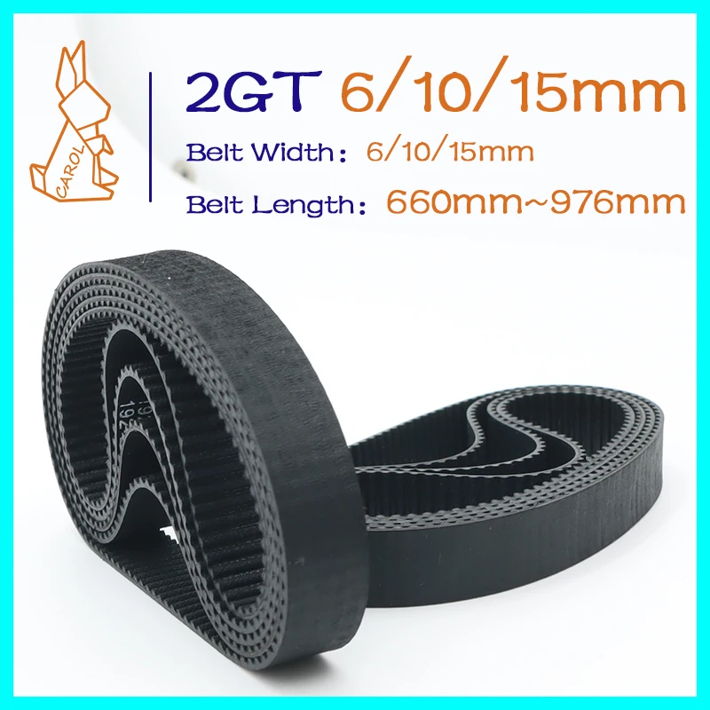 

2GT Belt Width 6/10/15mm GT2 Timing Belt Perimeter 660mm~976mm 3D Printer Belt Parts Closed Loop Rubber Timing Synchronous Belt
