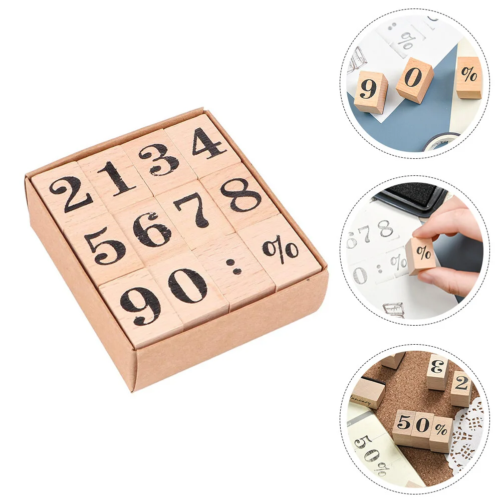 

12 Pcs Seals Handcraft Scrapbook Stamps Decorative Wooden Carved Alphabet Supply Household Accessory