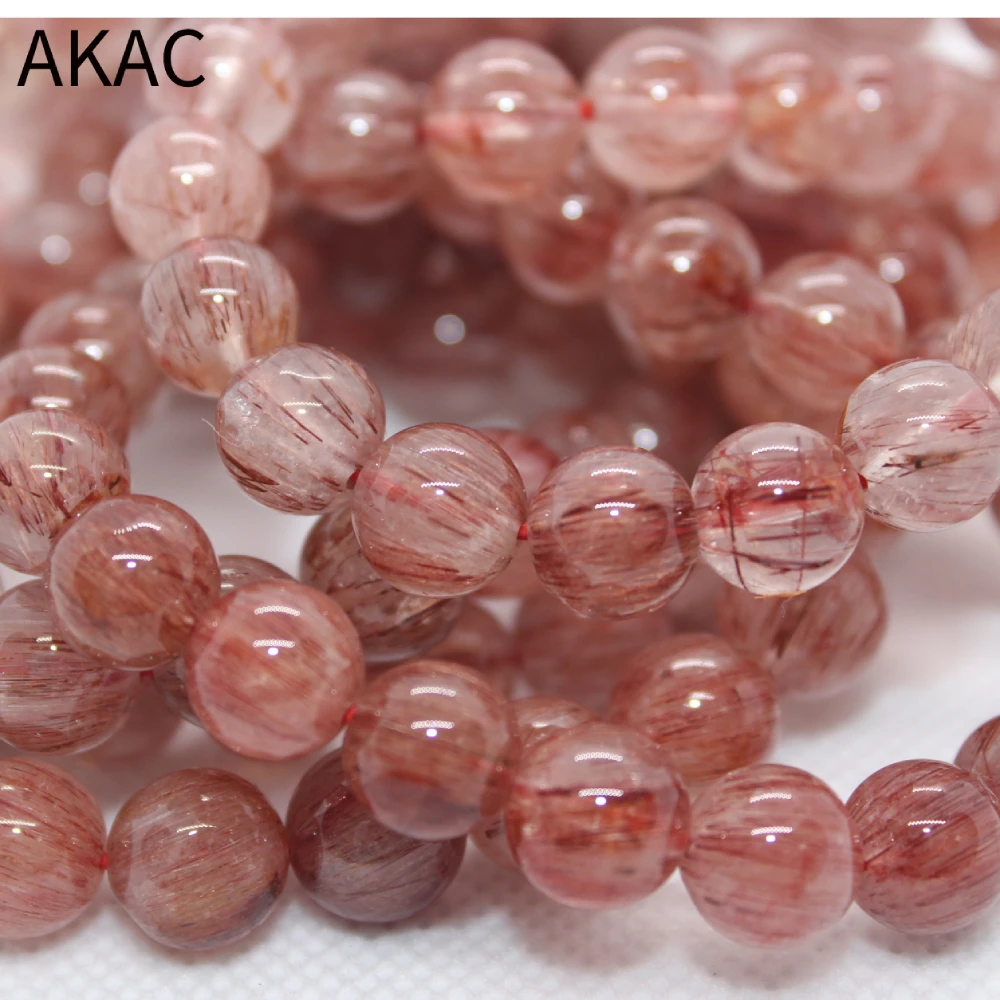 

1bracelet AKAC 100% natural red rutile quartz Approx9-9.8mm 20beads