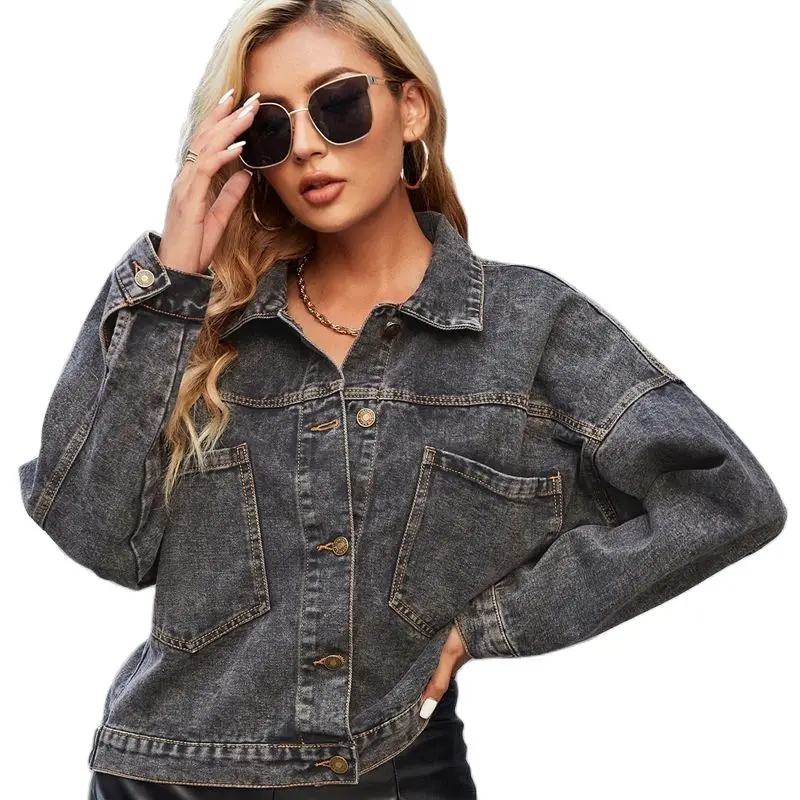 

2023 New Denim Jacket Autumn European and American Style Loose Fitting Leisure Comfort Free Shipping
