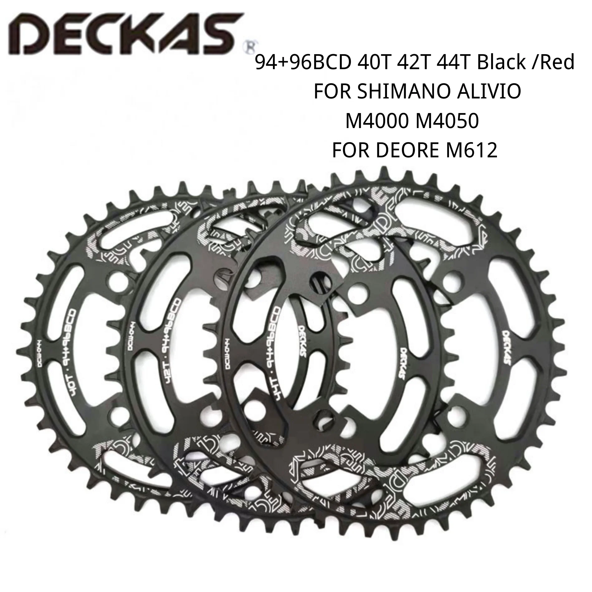 

Deckas Round BCD 96Mm 94+96bcd 40/42/44T Red Black MTB Mountain Bicycle Chainring for Alivio M4000 M4050 For Deore M612 Crank