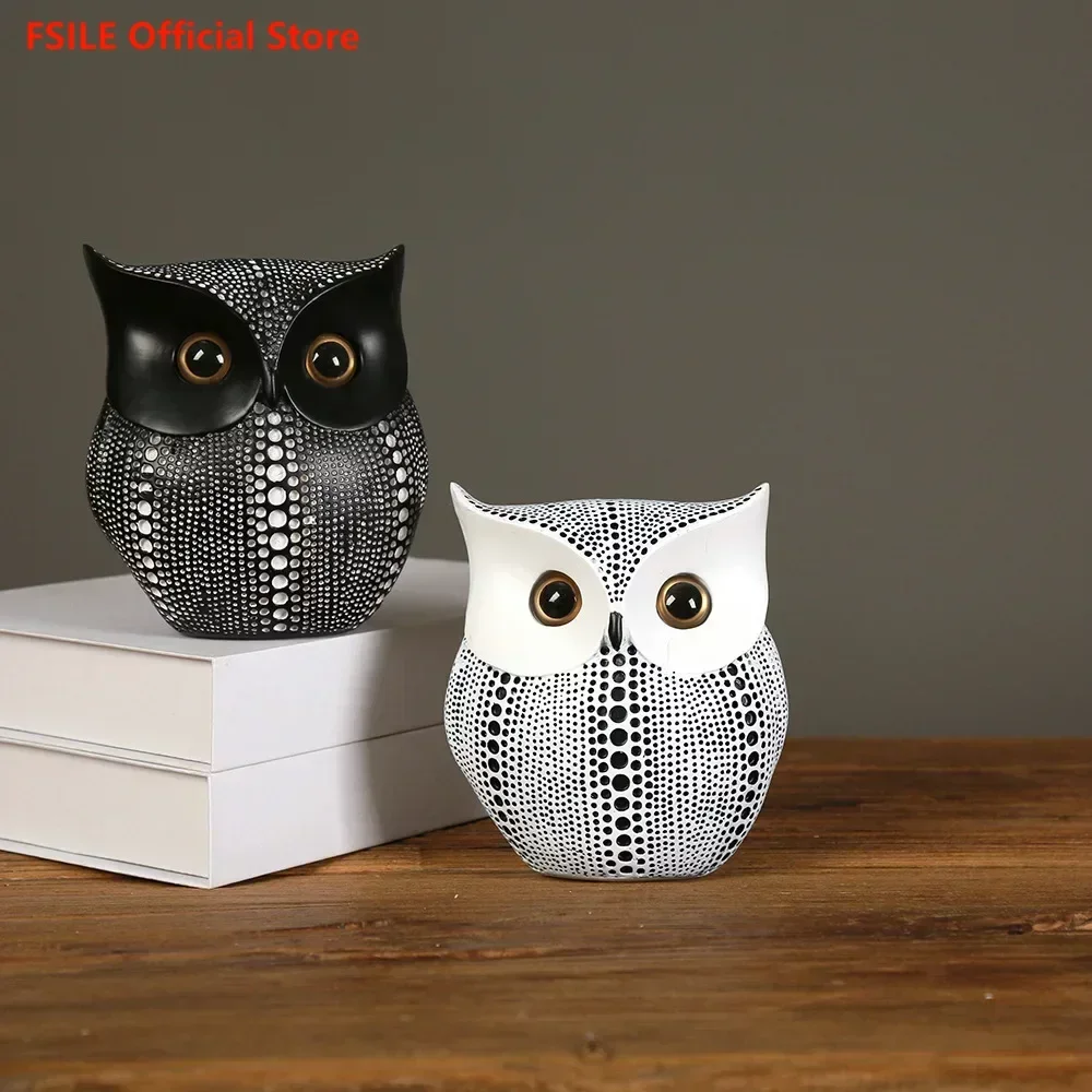 

FSILE Creative Owl Resin Crafts Ornaments Newlywed Desktop Decorations Birthday Gifts Modern Home Furnishings