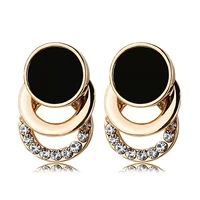 2022 brand new design fashion charm geometric crystal stud earrings round circle shiny rhinestone big earring jewelry women gift