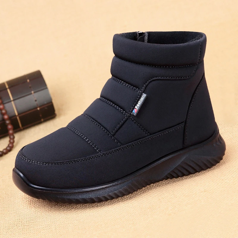 Ботинки женские зимние однотонные туфли женская обувь на молнии мягкие высокие