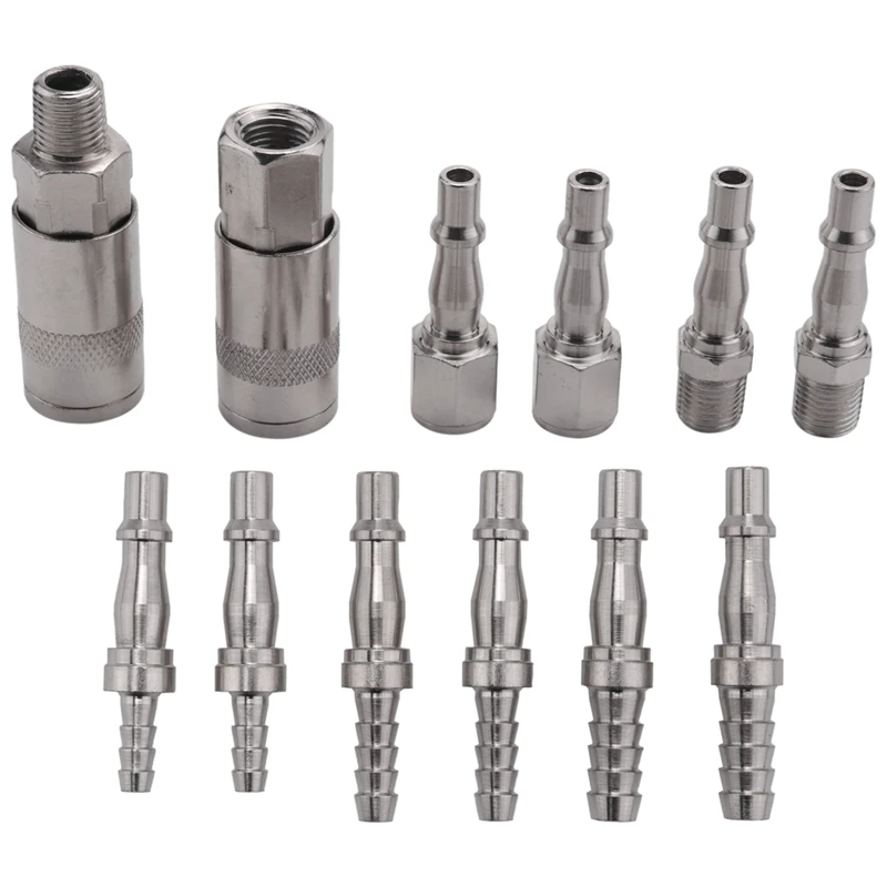 

12Pcs British Compressed Air Connectors 1/4 Inch BSP Quick Connector Coupling Plug For Hose Compressor Fittings