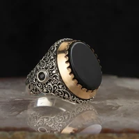 european and american fashion punk inlaid 4 color gemstone retro ring mens ring jewelry ring to attend the banquet jewelry