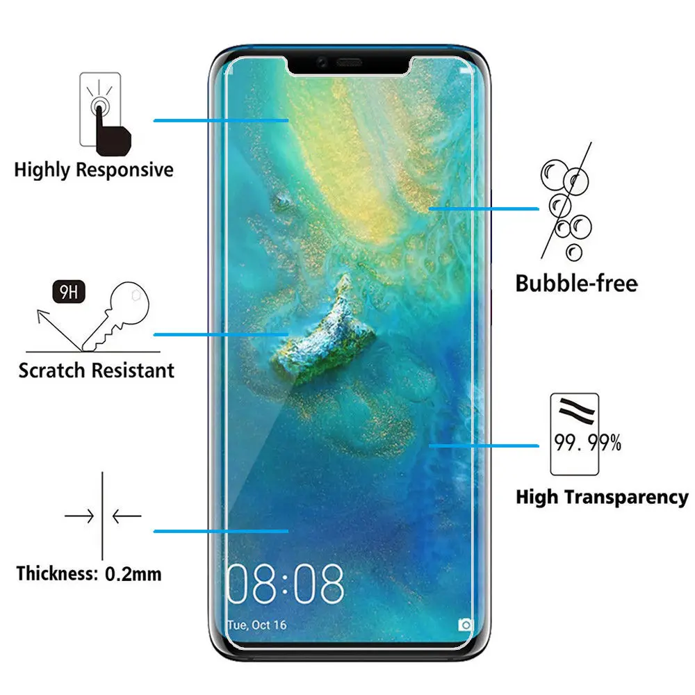 Закаленное стекло X2 Curver для huawei Mate 20 Pro полное покрытие защита экрана