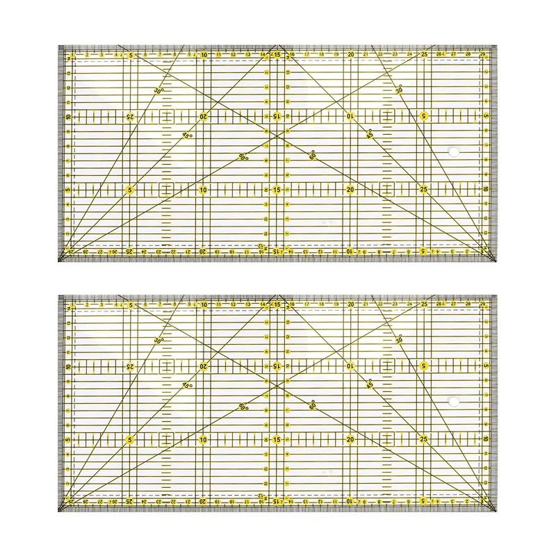 

2X Cutting Ruler Multi-Purpose Quilt Ruler DIY Garment Design Drawing Cutting Craft Ruler Sewing Mat Kits 30 X 15Cm