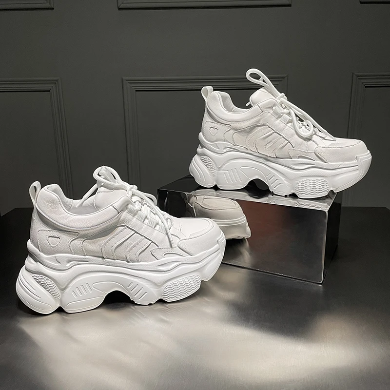 

European station thick-soled daddy shoes women's summer casual sports leather shoes to increase height and thin ins trendy
