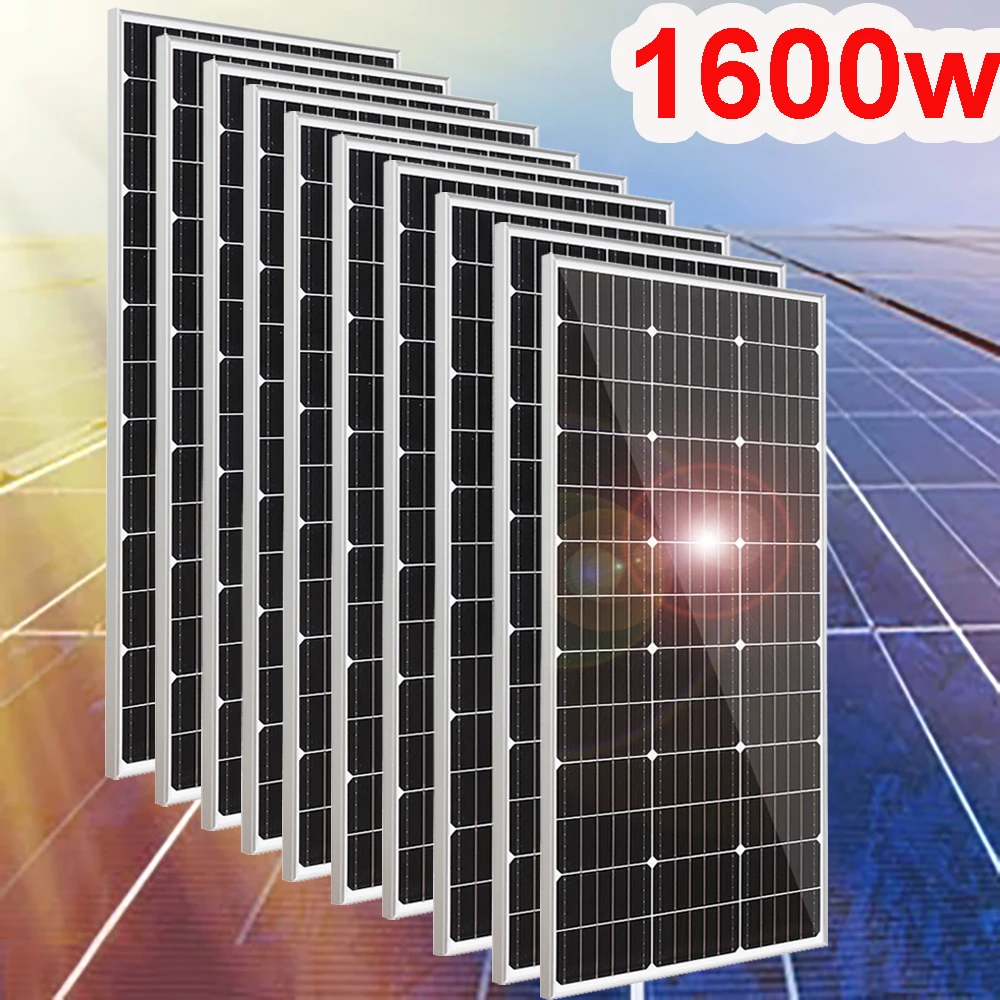 

1600w 1500w glass solar panels monocrystalline 12v battery charger photovoltaic panel system for home car boat camper balcony RV