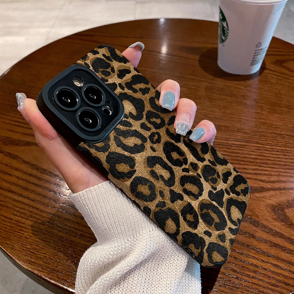 Модный силиконовый кожаный чехол с золотым леопардовым принтом для iPhone 15 14 Pro Max 11